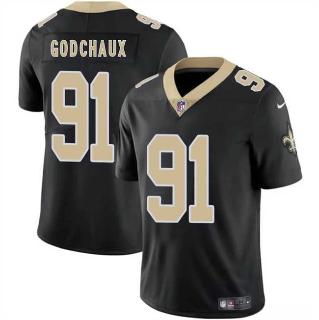 Men & Women & Youth New Orleans Saints #91 Davon Godchaux Black 2025 Vapor Limited Stitched Jersey